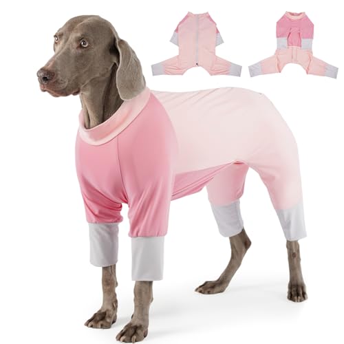 Image of ROZKITCH Summer Cooling Dog Shirt UV Protection, Lightweight & Comfortable Dog Pajamas for Extra Large Dogs Ideal for Dogs in Hot Weather Four Long Sleeves Tank Top RedPink 4XL