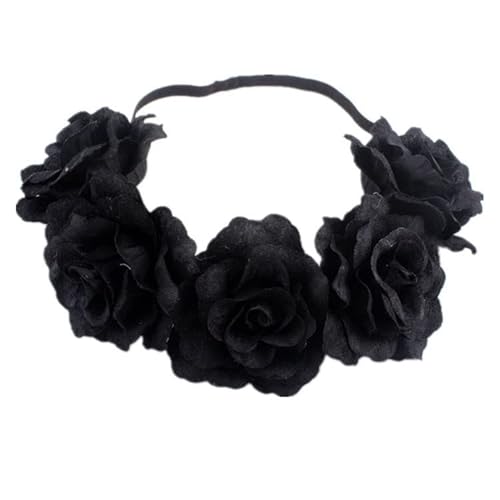 Catery Black Flower Headband Wreath Flower Crown Gothic Rose Head Bands Day Of The Dead Wedding Festivals Photo Props Party Halloween Flower Headpiece Hair Accessories For Women And Girls #TOP19