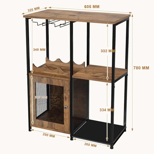 Image of Klaxon Bar Cabinet for Home - Stylish Home Bar Cabinet with Elegant Serving Surface - Durable Bar Unit for Living Room - Spacious Shelves for Bottles & Glasses - Perfect Bar Counter /Table (Xylo)