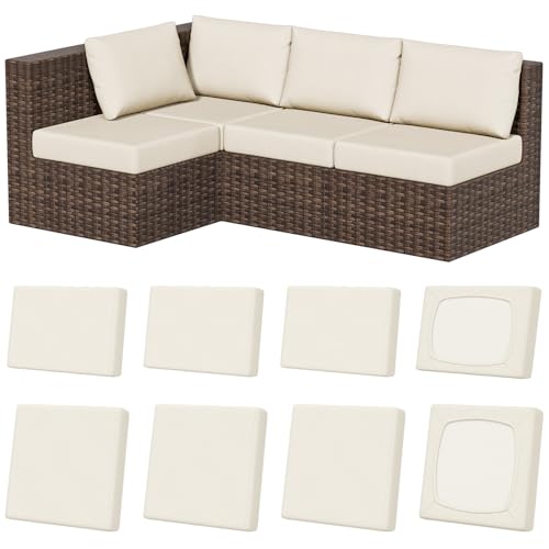Vorshape 8Pcs Stretch Patio Cushion Covers Outdoor Couch & Sofa Replacement Slipcovers for Patio Furniture Cushion Covers Washable Reusable Furniture Protector