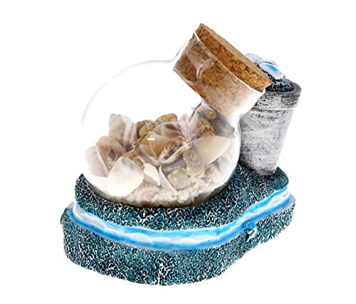 Cota Global Ocean Breeze Beach Theme Décor Blue And Silver Sand And Shell Beach Bucket Bottle Handcrafted Hand Painted Home Accent Kitchen Bedroom Living Room Unique Gift Souvenir Snow Globe #TOP7