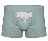 Boxershort Elefant- STAMM- Tier- Afrika- Cartoon- NIEDLICH- Ohren- Dumbo- Comic- GRAU S- XXL Sexy Unterhose Slip Shorts