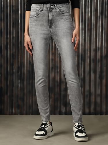 Image of High Star Women Cotton Washed Skinny Fit High-Rise Jeans