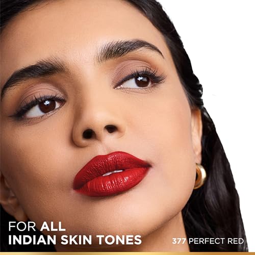 Image of L'Oreal Paris Color Riche Satin Lipstick, 377 Perfect Red | Creamy, Full Coverage, No Smudge Hydrating Lipstick, With Argan Oil & Vitamin E