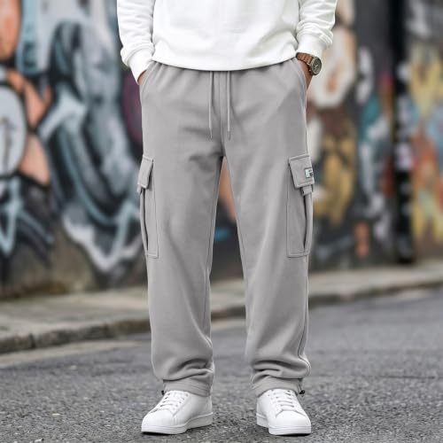 Men Wide Leg Sweatpants Loose Fit Fleece Drawstring Outdoor Jogger Pants - image 5