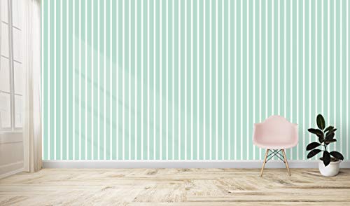 Image of DWELLSINDIA Pastel Green Striped Wallpaper for Wall Decoration | Self Adhesive Peel & Stick, Thick Textured Premium Paper | Waterproof, Scratch Resistant Laminated | Bedroom & Living Room | 41x244 cm