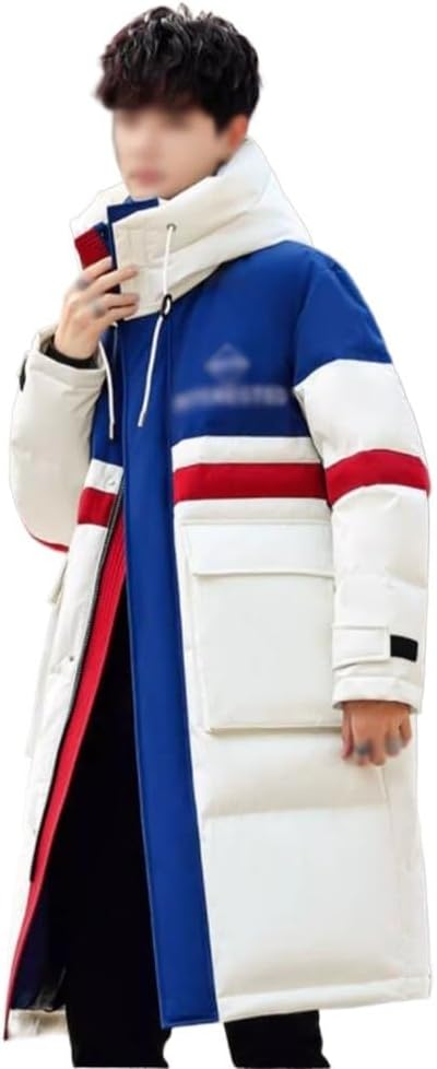 VIDI The Color Thickening Fashion Goose Down Jacket Men's Long Winter Hooded Warm