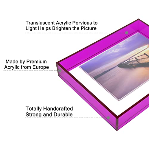 Happydino 4X6 Floating Frame Acrylic Neon Picture Frame Freestanding Translucent Colored Decorative Photo Frame For Wall Mounting Tabletop Desk Gallery Display, Purple #TOP2