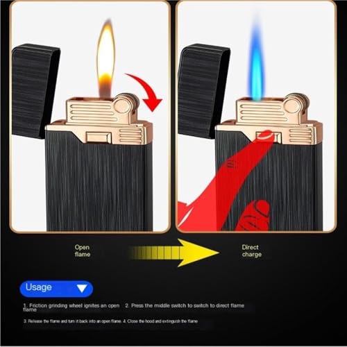 Encendedor de butano doble llama resistente al viento miniatura 5