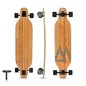 Magneto Bamboo Carbon Fiber Longboards Skateboards for Cruising, Carving, Free-Style, Downhill and Dancing | Kicktails Tricks Carver Drop Through | Great for Teens Adults Men Women