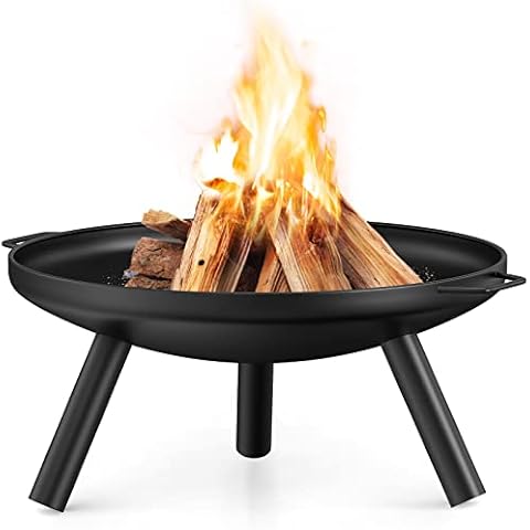 Feuerschale 60cm, Feuerschalen für den Garten, Multifunktionale Gusseisen Metallschale mit Griffen und 3 Abnehmbare Stützbeine, mit Rostfreie, Langlebige Lackierung, für Gartenheizung, Grill und Party Cover