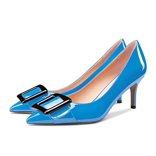 Castamere Women Stiletto Mid Heel Close Pointed Toe Pumps Slip-on Dress Cute Shoes 2.6 Inches Heels4