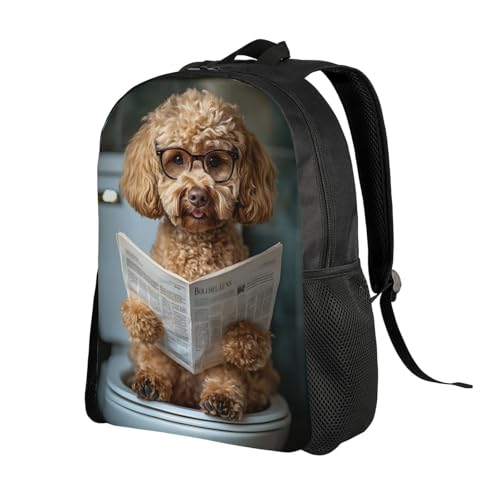 Beautiful Backpack Dog with Glasses Reading 16 Inch Large Durable Book Bag Double Zipper Backpack Unisex2