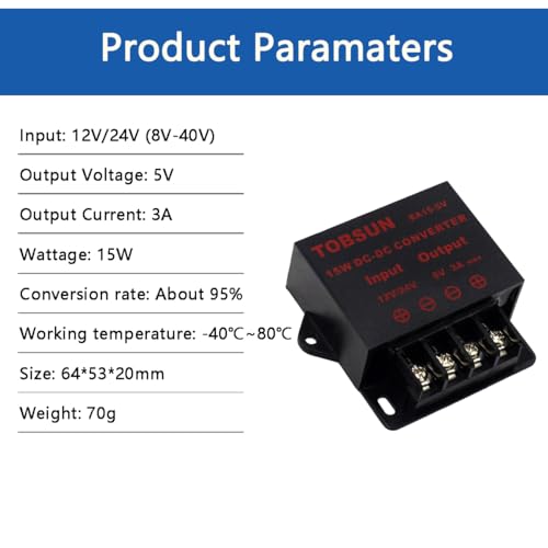 DC 12V 24V to 5V 3A Converter Step Down Regulator 5V Regulated Power Supplies Transformer Converter