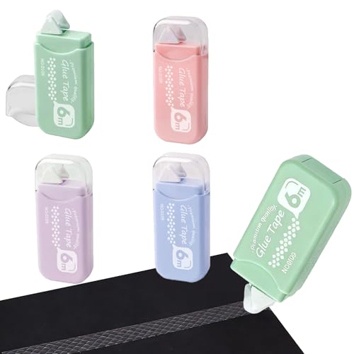 4 Pack Glue Tape Roller Double Sided Tape Pen for Crafts Scrapbook Supplies Suitable for School Home Office Photo Albums Gift Wrapping Card Making Journaling