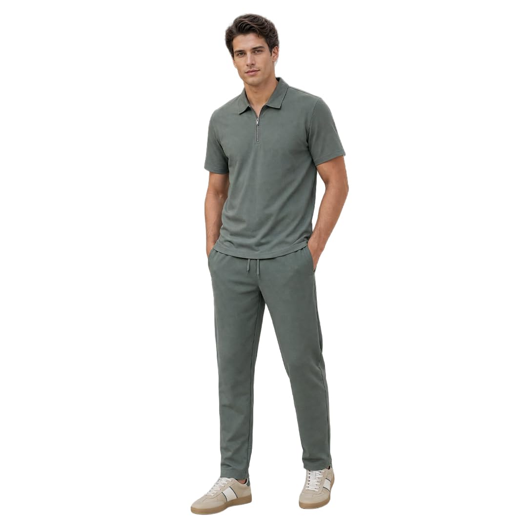 nobero Men Relaxed Fit Voyage Zip Polo and Joggers Co-ord Set(1M-LWCS-R0471-LW5_Laurel Wreath_XL)-picture-36
