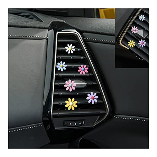 6Pcs Daisy Car Air Vent Clips, Cute Flowers Charms for Vehicle Diffuser Vent, Automotive Air Conditioner Outlet Freshener Decorations, Auto Interior Colorful Decor Accessories for Women Girls Style G