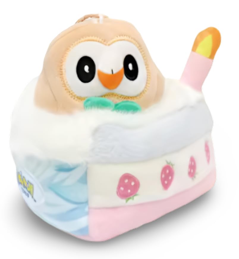 Pokemon | Plush Cake Keyring/Bag Charm Figure | Potdemiel Licensed | 15+ Years | Rowlet