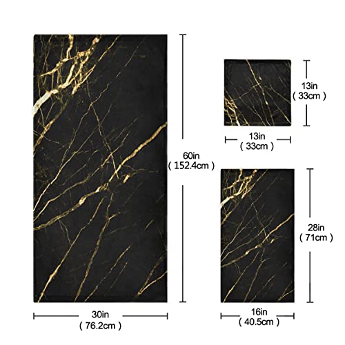 Toallas de baño con textura de mármol negro resistentes a la decoloración 4