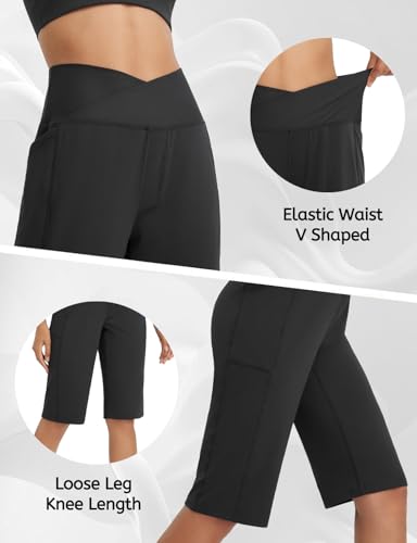 baleaf Womens Bermuda Long Shorts 14" Knee Length Capris High Waisted Athletic Shorts with Pockets Summer Stretch Loose4