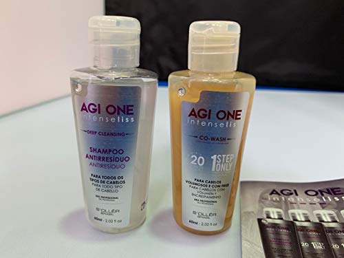Alisado Brasileño Reductor del volumen Agi One Champú 60 ml+Tratamiento 60 ml, Nuevo tratamiento