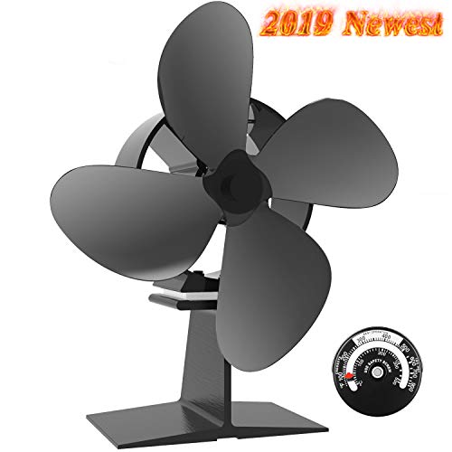 X-cosrack 4 Blades Heat Powered Wood Stove Fan Silent Eco-Friendly Fireplace Fan