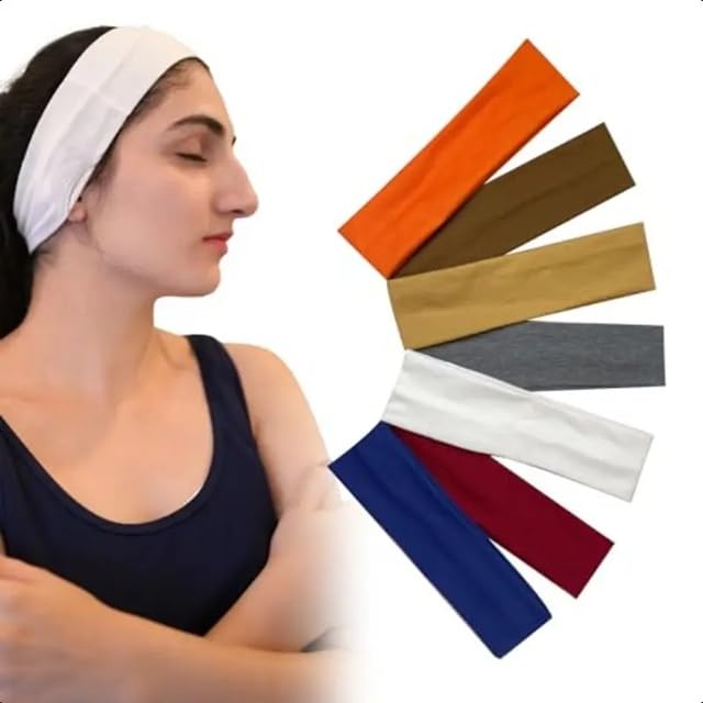 6 pc Single Women’s Sport Hairband – Sweat-Absorbing Stretchy Workout Headband, Minimalist Solid Color Design for Yoga & Gym Exercise Headband, Absorbent Fabric