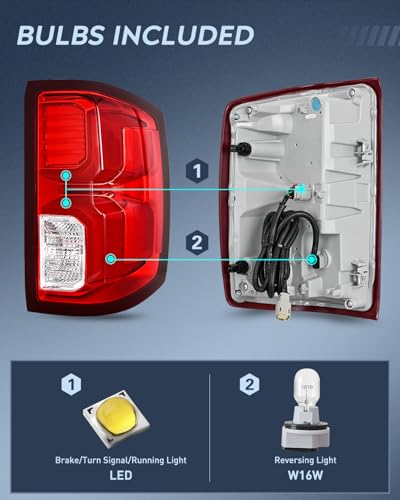 Image of Nilight Taillight Assembly Compatible with 2016 2017 2018 Chevy Silverado 1500 LED Models Tail Light OE Style Rear Outer Lamp Replacement Passenger Side
