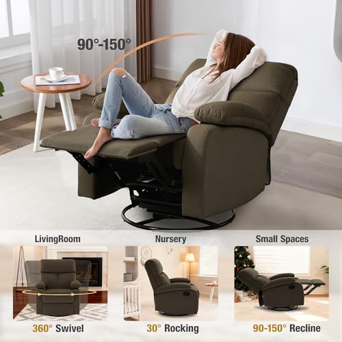 Sillón reclinable giratorio terciopelo marrón oscuro miniatura 3