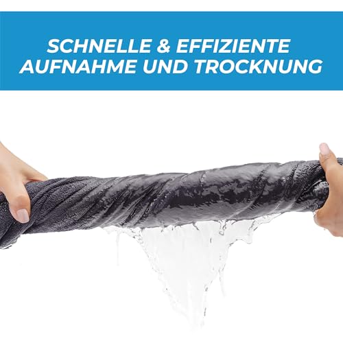 ZENACROSS - Fitness Handtuch Mikrofaser 120x50 - Schnelltrocknend, Reißverschlusstasche - Weiches Sporthandtuch fürs Fitnessstudio & Gym - Dunkelgrau