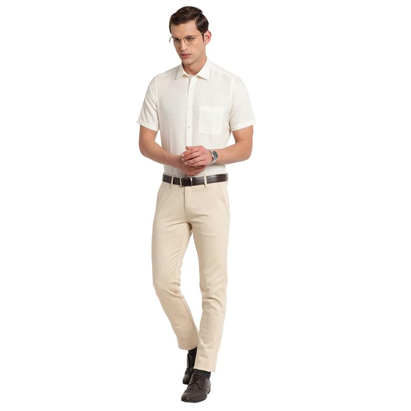 Image of Turtle Men Cotton Linen Slim Fit Solid Formal Shirt