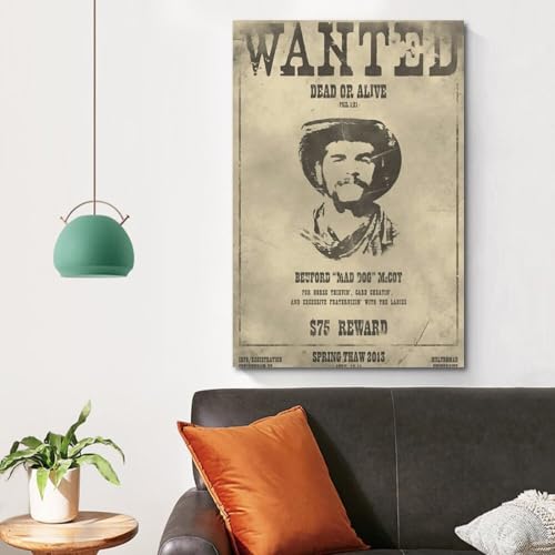 Affiche Wanted vintage toile de salon et chambre 60x90cm sans cadre