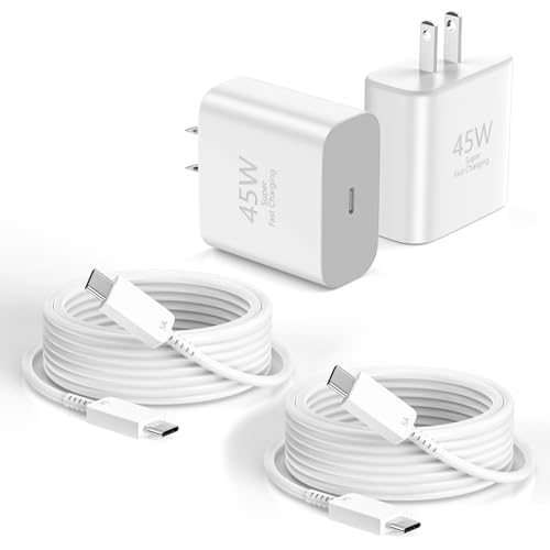 iPhone 16 Charger, tiavalmax 2-Pack 45W PD 3.0 Compact PPS USB C Charger Block with 10ft 100W USB-C Cable,Type C Chargers Fast Charging for iPhone 17/16,MacBook,iPad,Galaxy S25, Pixel 9,AirPods/Pro