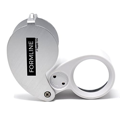 40X LED Illuminated Jewelers Loupe / Trichome Scope by Formline Supply - Magnifier good for Gardening, Jewelry, Antiques, Coins, Rocks, Stamps, Hobbies, Watches, Photos and Science (40X, Silver/White)