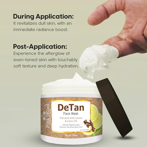 Image of Pink Root Detan Face Mask 100gm, Helps in Tan Removal Whitening Depigmentation Oil Control, Acne & Fairness, Ubtan Glow Face Pack, Skin Brightening Face Pack, Used by All Types of Skin