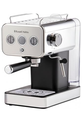 Russell Hobbs Espressomaschine [Siebträgermaschine] Distinction Edelstahl Titanium (15 Bar, Einsatz...