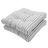 Viste tu hogar Pack 2 Cojines para Silla, 40x40x5 CM, Efecto Tridimensional, Relleno de 100% Poliéster, Ideal para Comedor, Terraza, Salón y Restaurante, Color Raya Gris, Fabricado en España