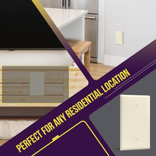 Image of ENERLITES 10 Pack Oversized Blank Wall Plate Cover, 1-Gang, Light Almond | Jumbo size 5.5 inch x 3.5 inch, cover unused electrical box /outlet /switch, unbreakable polycarbonate, UL-listed, easy to install