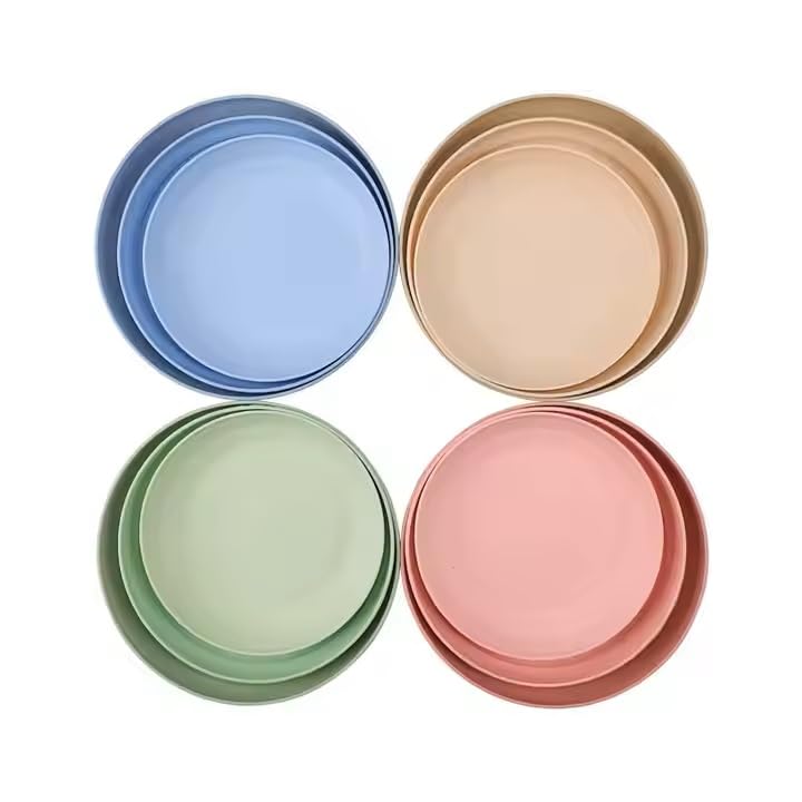 Image of Wheat Straw Plates- Reusable Plate Set,Lightweight Unbreakable Dinner Dishes Plates Set Dishwasher & Microwave Safe BPA Free,Perfect for Daily Use,Picnics,Parties (Big (25CM), Pack of 4)