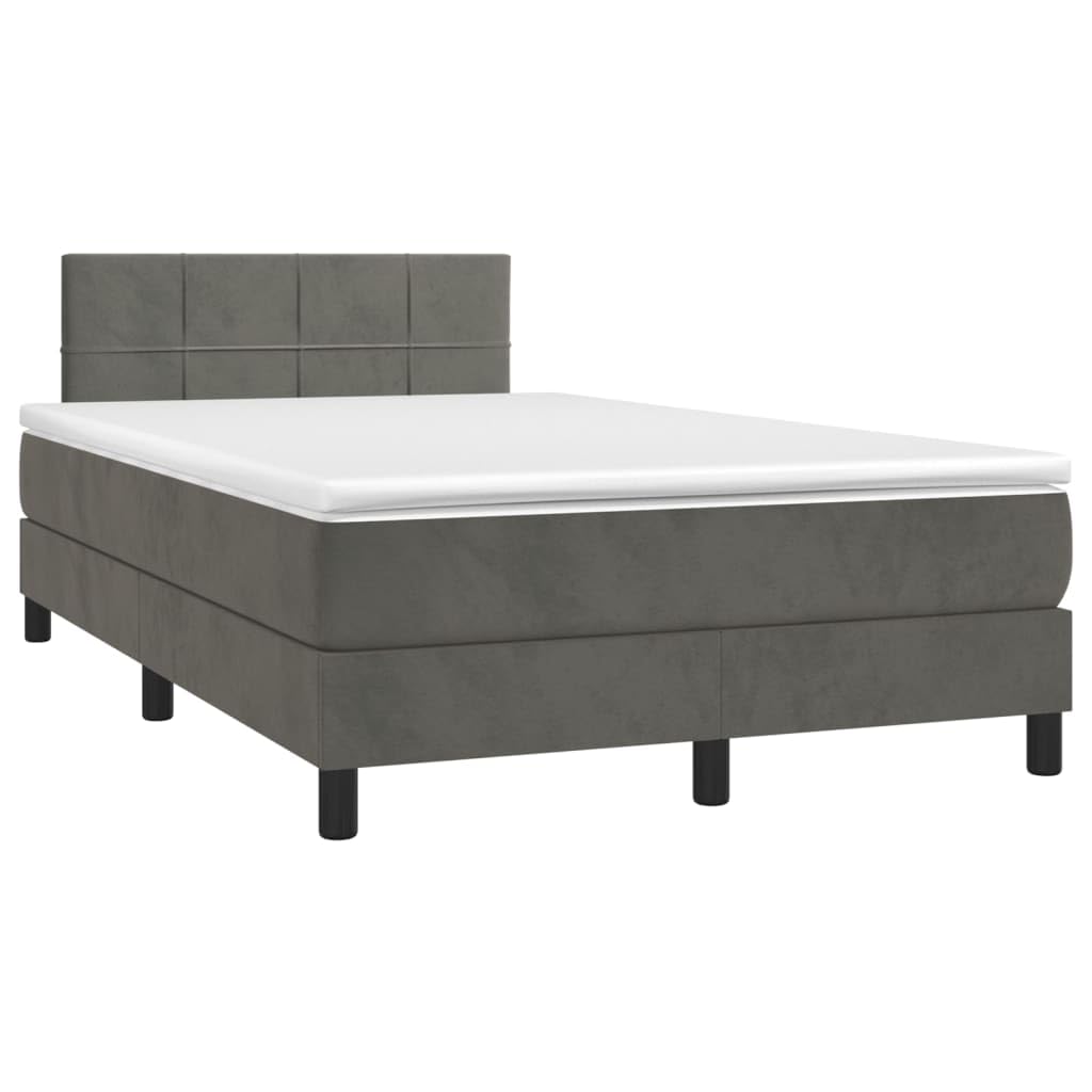 Cama con somier con cabecero de altura ajustable, cubrecolchón hipoalergénico y colchón de dureza media en color gris oscuro