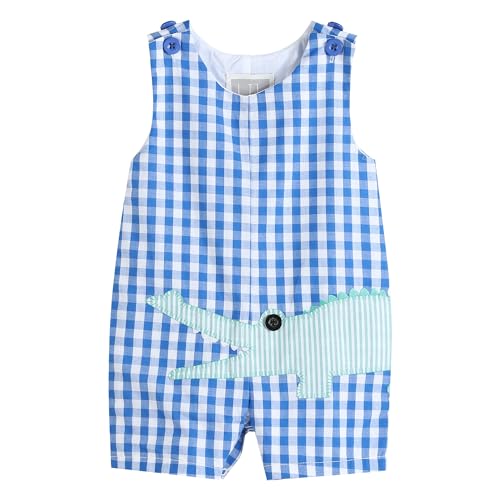 Lil cactus Royal Blue and Green Alligator Shortall, 2T