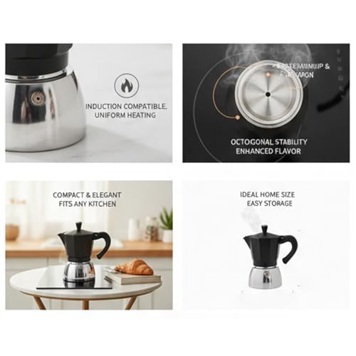 Cafetière sur cuisinière induction compacte 300 ml gain de place
