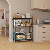 NETEL 3 stufiges küchen Regal,küchenregal stehend,badezimmerregal，mikrowelle Regal，küchenorganizer Regal，höhenverstellbaren Einlegeböden,Kohlenstoffstahl，Schwarz，84L x 32B x 109H cm