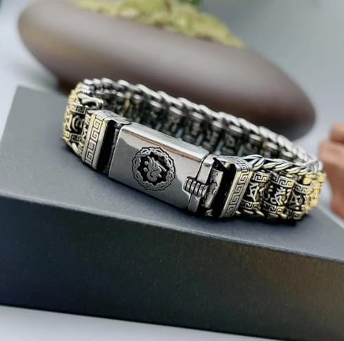 Image of Tibetan Buddhism Om Mani Padme Hum Ashtamangala Eight Auspicious Symbol Heart Sutra 999 Silver Plated Copper Cuff Bracelet Amulet | Buddhist Bracelet Bangle | Buddhism Mantra Lucky Fengshui Bracelets