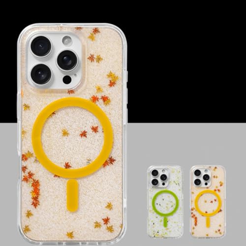 Coque transparente à paillettes iPhone 15 Pro style feuille verte chic - 5