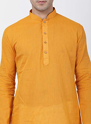 Image of Vastramay Men's Yellow Pure Cotton Kurta - (VASMK070YW) for Size - 36