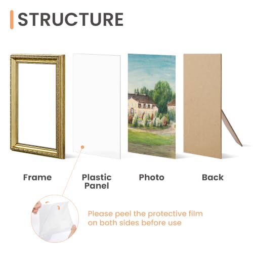 Image of upsimples Vintage 8.5 by 11 Picture Frame, Antique Gold Frames, 2 Pack | Gold Picture Frames, Fits 8.5 x 11 Photos, Elegant Vintage Design, Wall or Tabletop Decor, for Wedding or Family Memorie