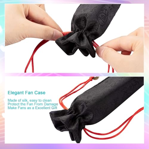 Image of Maitys Large Rave Fan Folding Handheld Fans 13'' Clap Fans for Line Dancing Clack Fan Holographic Festival Accessory for Martial Art Gift Performance, Includes 2 Pouch