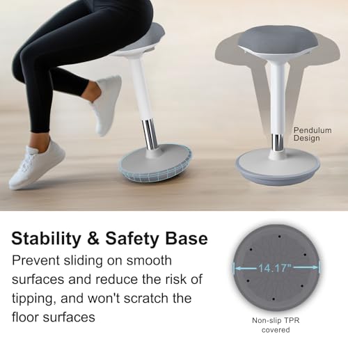 Image of Wobble Stool Adults, Adjustable Height Standing Desk Chair Stool with Non-Slip Base and Upgraded Lift,for Home and Office (Grey)