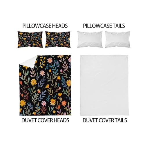 Parure de couette fleurs double en microfibre de qualité supérieure
